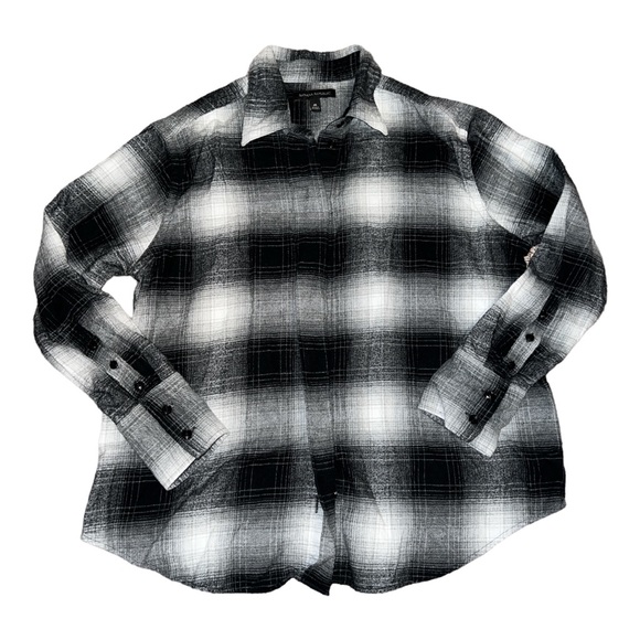 Banana Republic Classic Fit Organic Flannel Shirt Black/White Size Medium - Picture 4 of 6